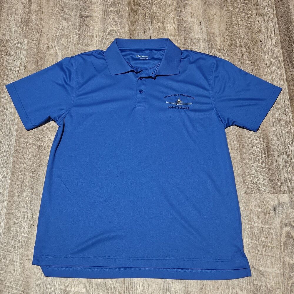 455th Flying Training SQ Nighthawks Short Sleeve Blue Polo Shirt Size Large